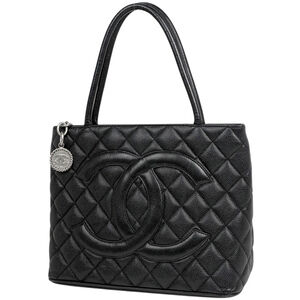Chanel CHANEL Reissue Tote Handbag Coco Mark Bag Caviar Skin Black A01804 Wom...